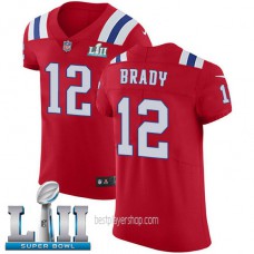 Mens New England Patriots #12 Tom Brady Elite Red Super Bowl Vapor Alternate Jersey Bestplayer
